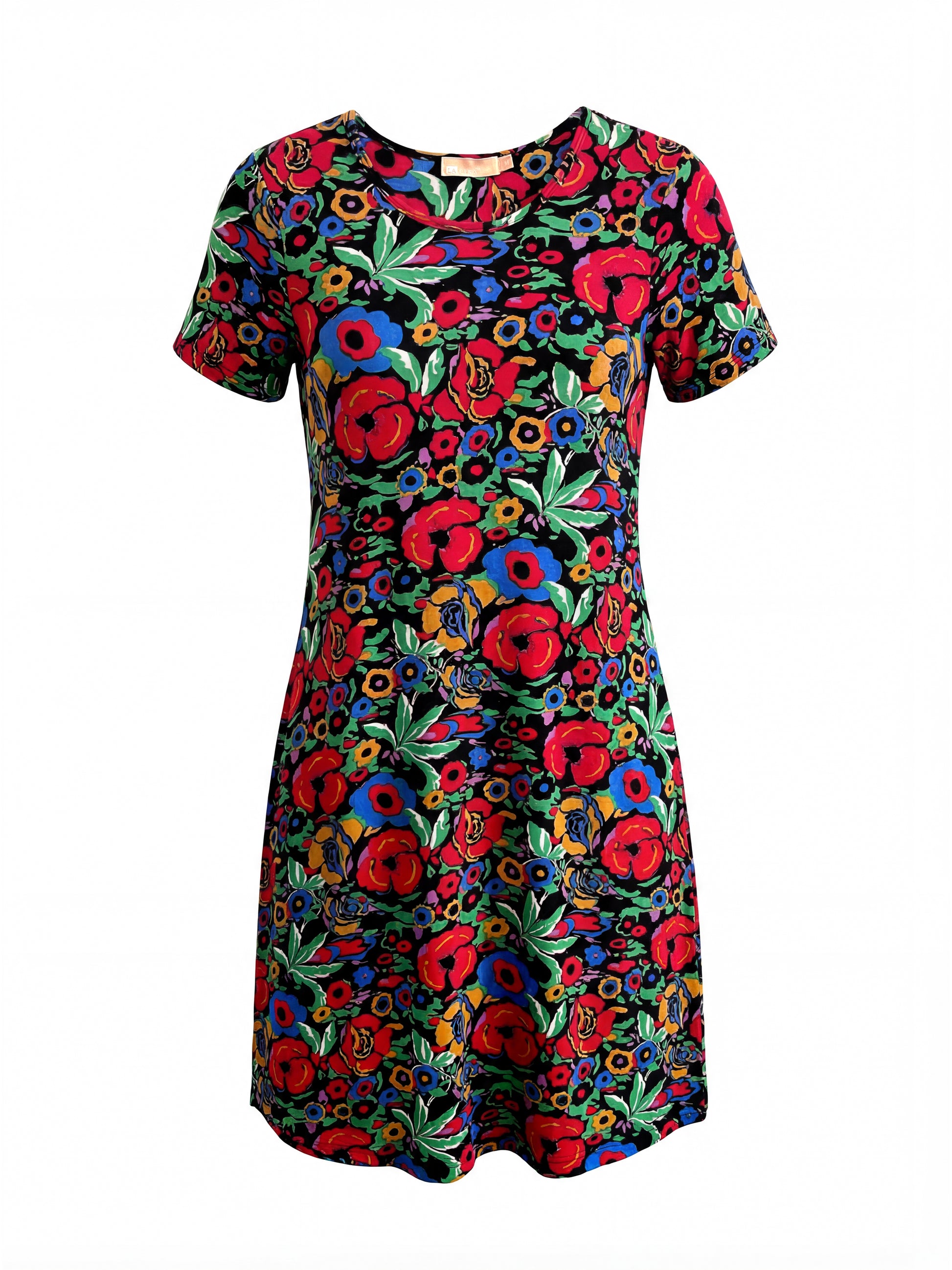 La Cera Printed 100% Cotton Knit A-Line Dress