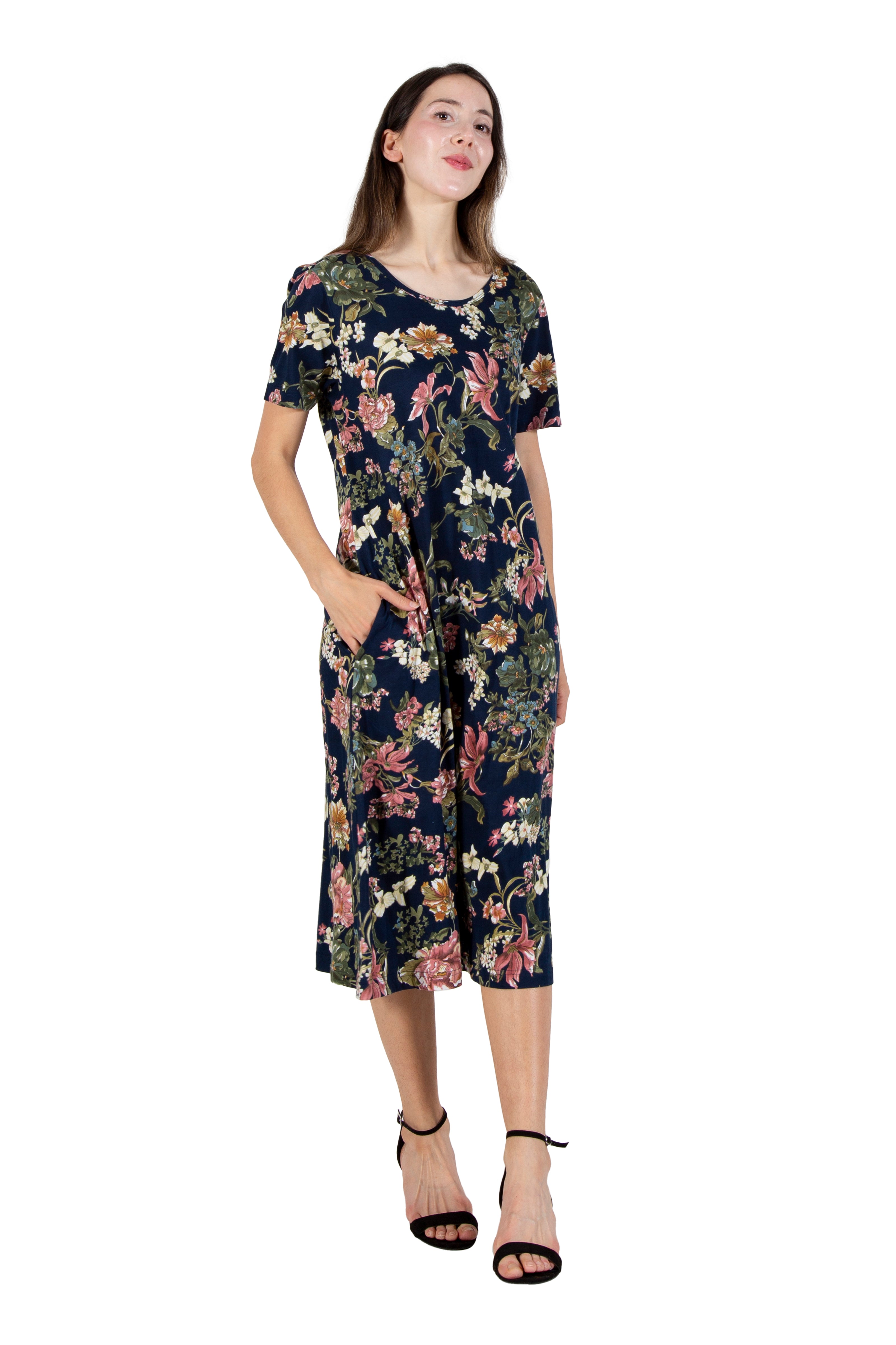 La Cera Midnight Floral Knit Dress - La Cera