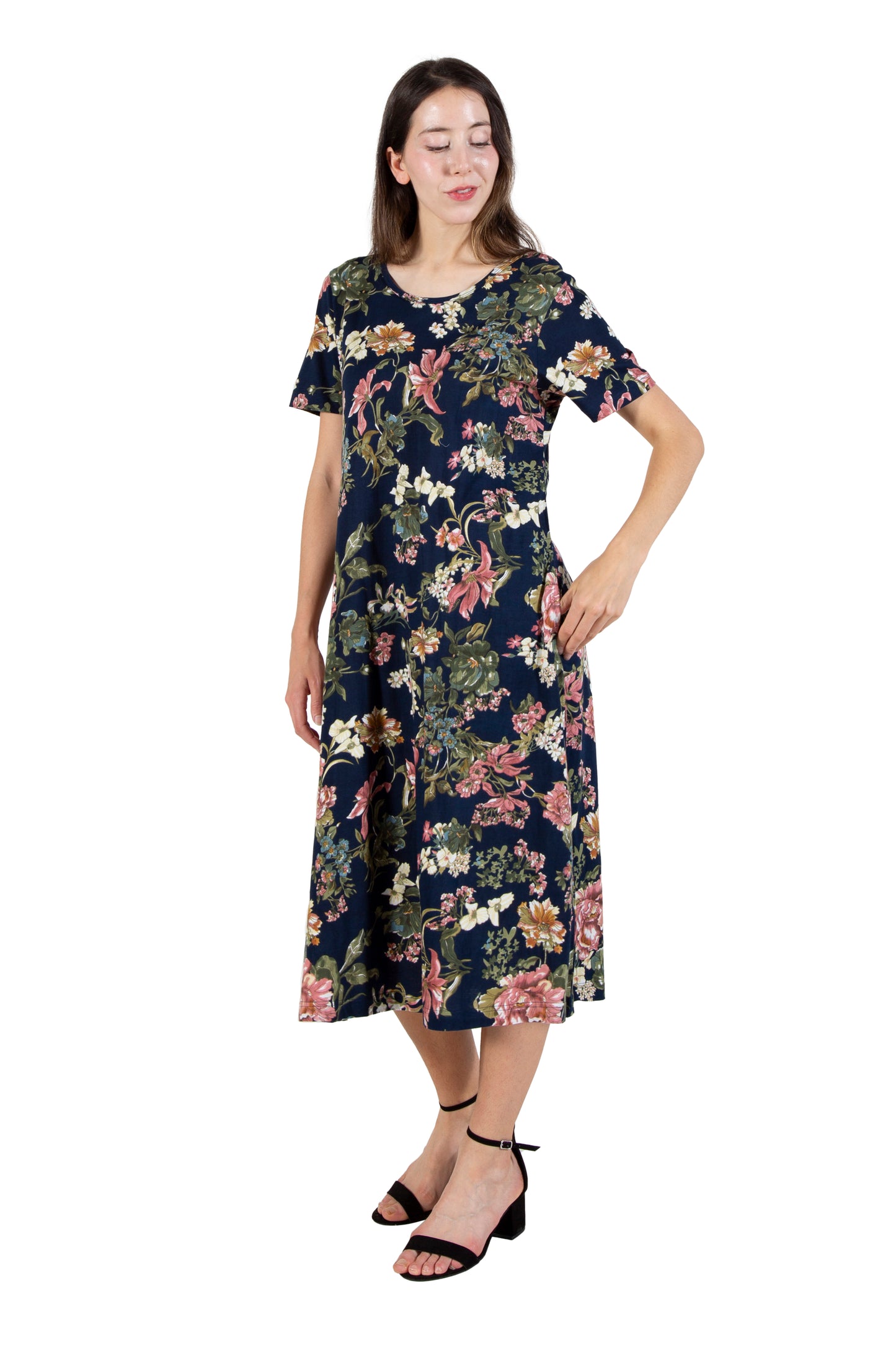 La Cera Midnight Floral Knit Dress - La Cera
