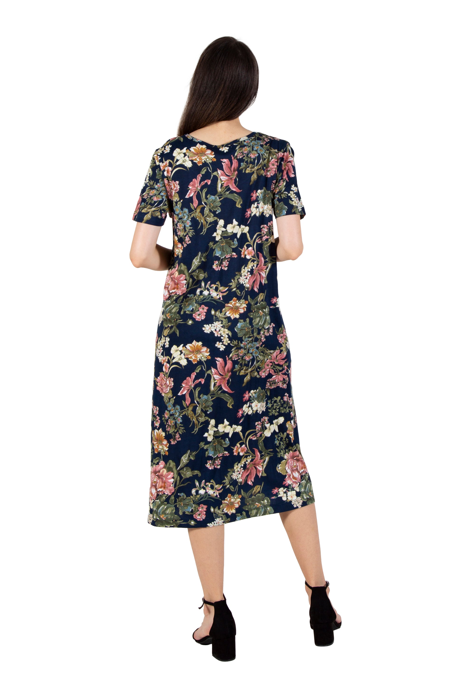 La Cera Midnight Floral Knit Dress - La Cera