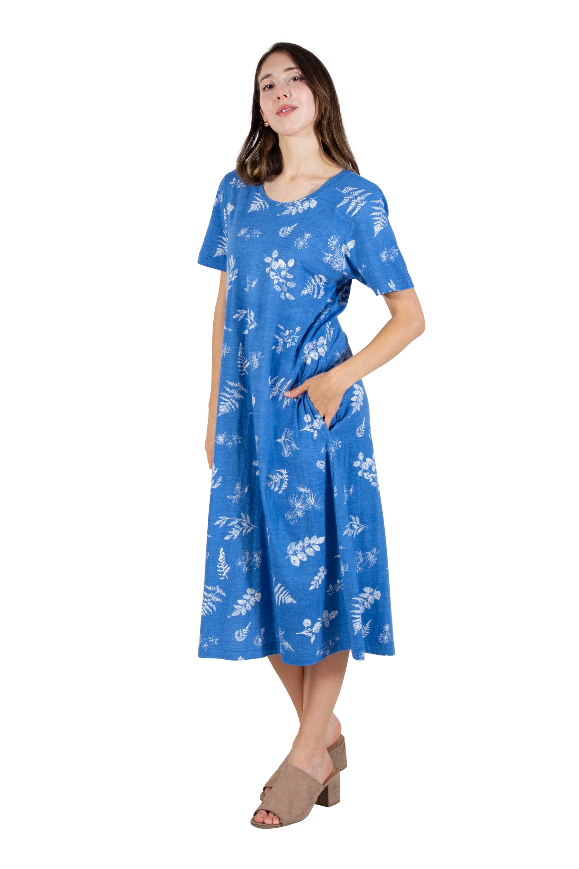 La Cera Summer Foliage Printed A-Line Dress