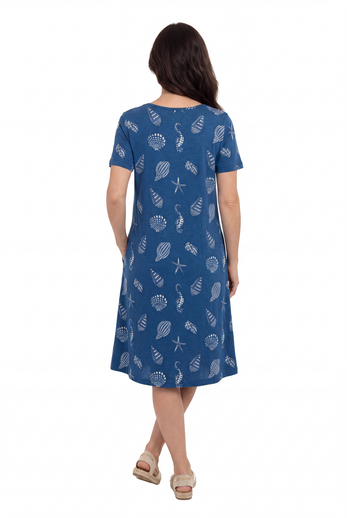 La Cera Seashell Seahorse Printed A-Line Dress