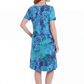 La Cera Blue Floral Print A-Line Dress - La Cera