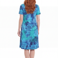 La Cera Blue Floral Print A-Line Dress - La Cera