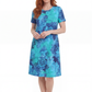 La Cera Blue Floral Print A-Line Dress - La Cera