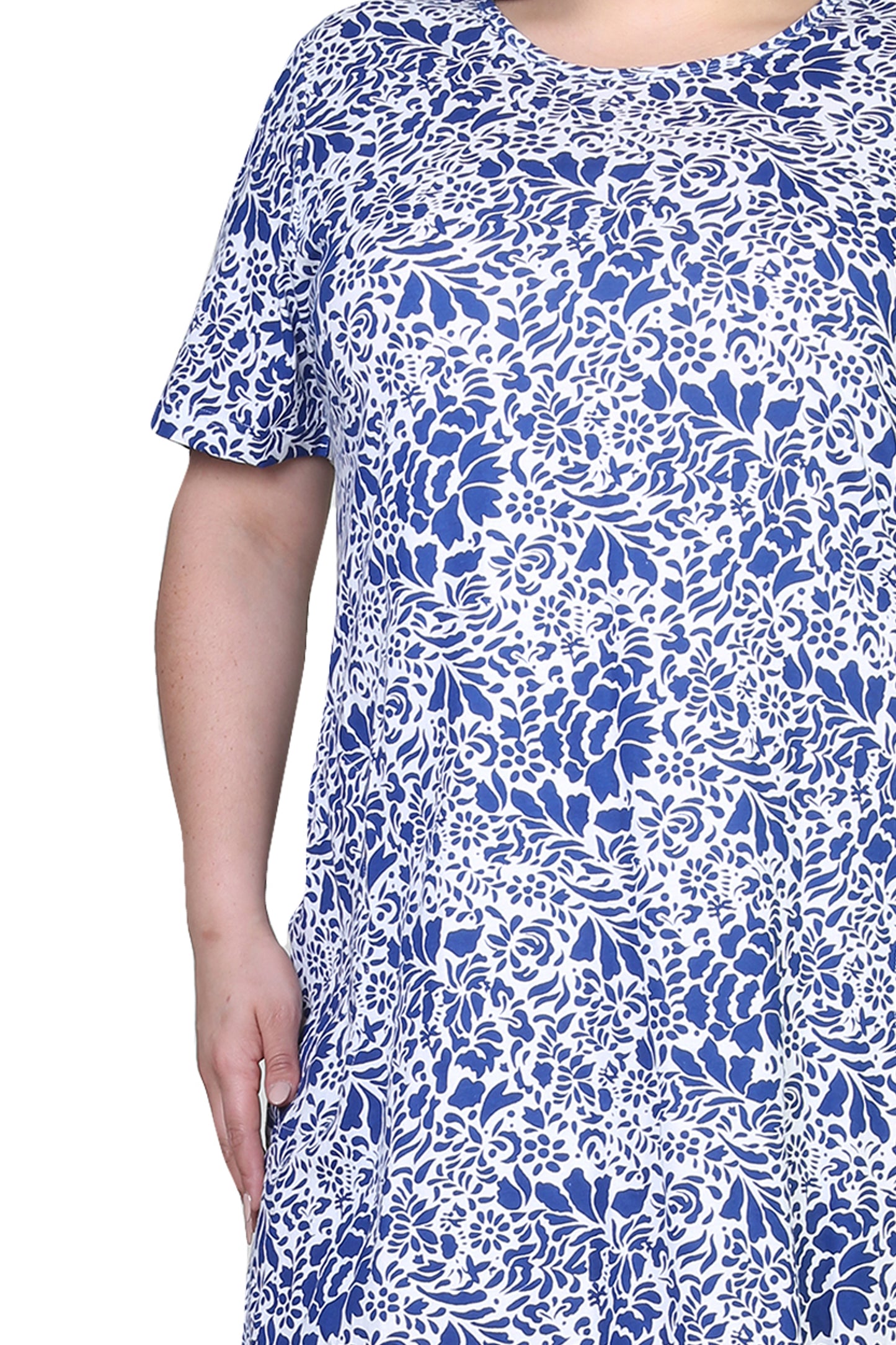 La Cera Cotton Jersey Knit A-Line Dress - Plus Size - La Cera