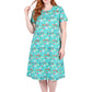 La Cera Printed A-Line Cotton Jersey Knit Plus Size Dress - La Cera