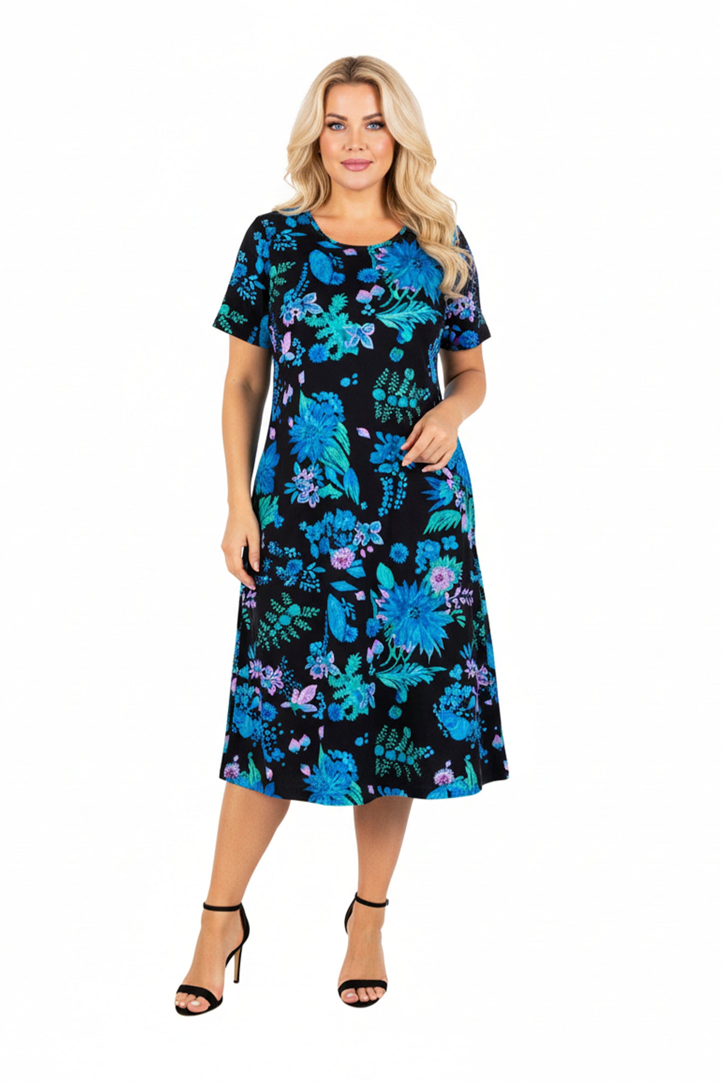La Cera Rainforest Floral Printed A-Line Dress