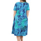 La Cera Plus Size Blue Floral Print A-Line Dress - La Cera