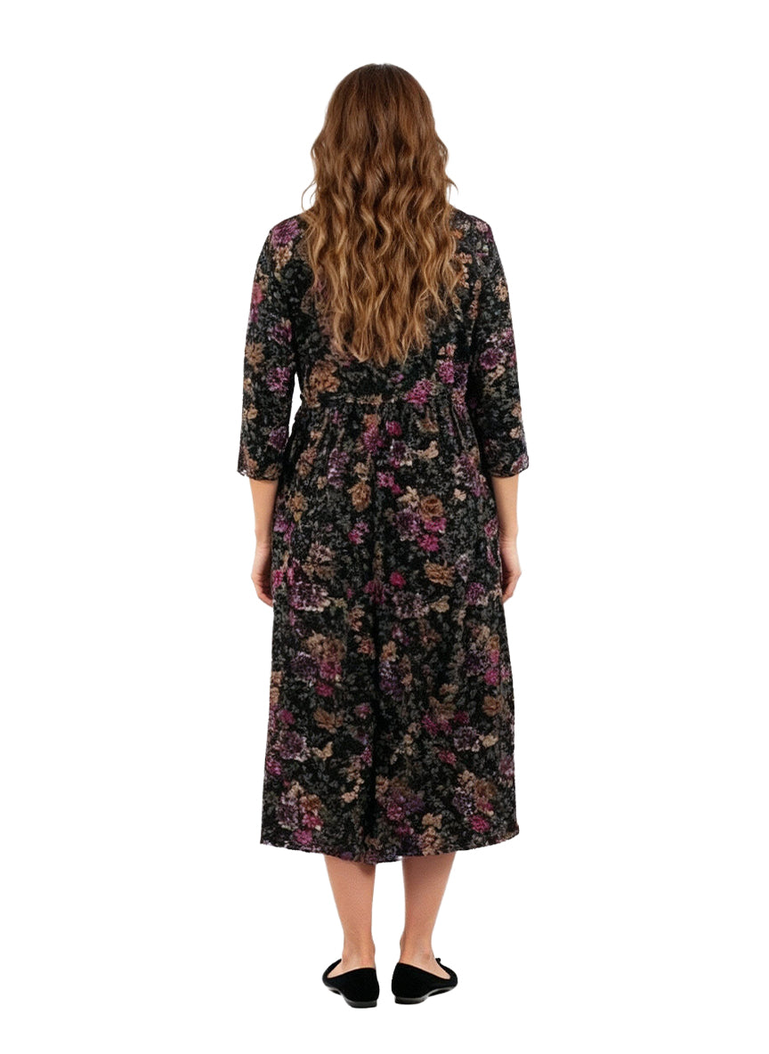 La Cera Cotton Knit Jersey Floral Printed Dress
