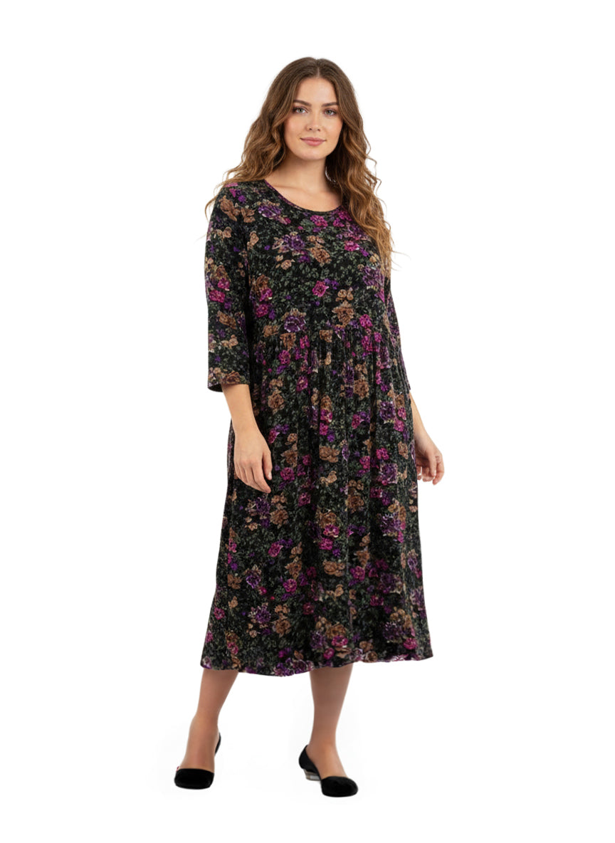 La Cera Cotton Knit Jersey Floral Printed Dress