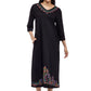 La Cera V-Neck 3/4 Sleeve Embroidered Dress