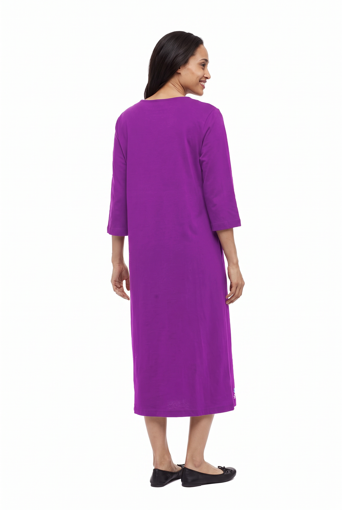 La Cera V-Neck 3/4 Sleeve Embroidered Dress