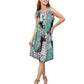 La Cera Poly Spandex Mint Mosaic Sleeveless Dress