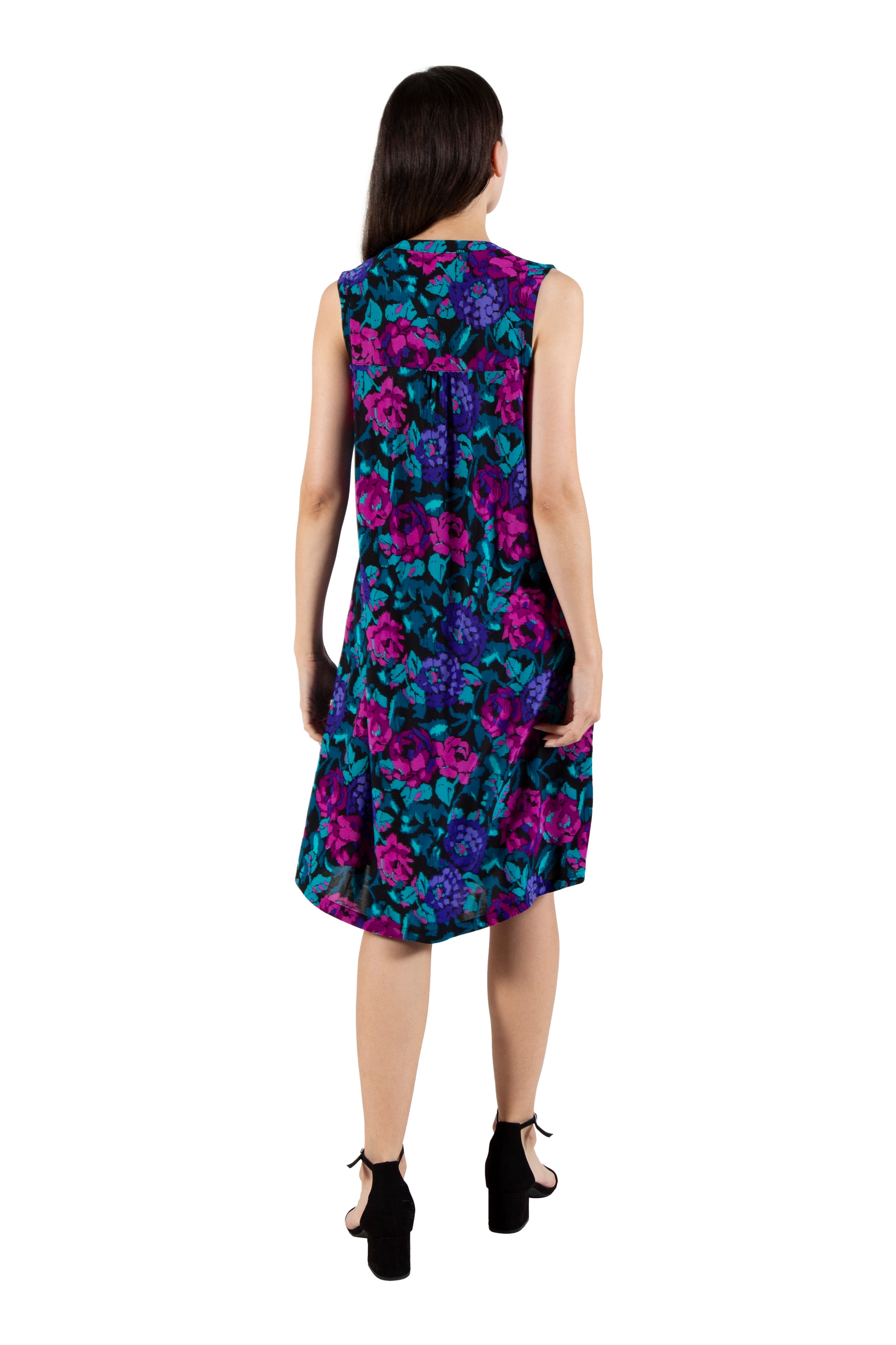 La Cera Sleeveless Impressionistic Print Dress - La Cera
