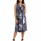 Pleat Front Sleeveless Purple Cheetah Print Dress - La Cera