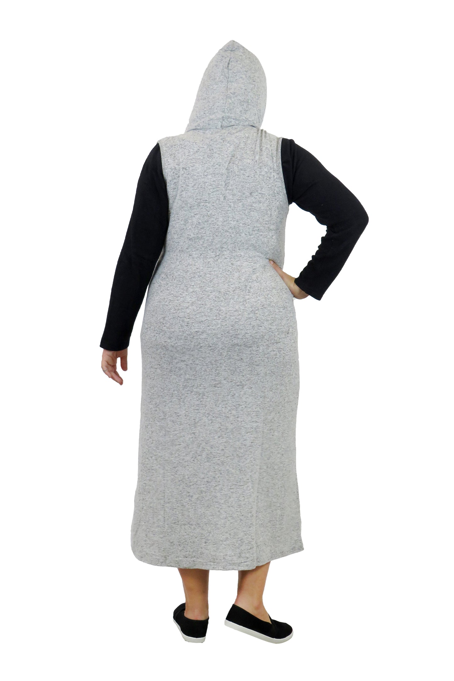 The Sleeveless Long Zip Hoodie - Plus Size