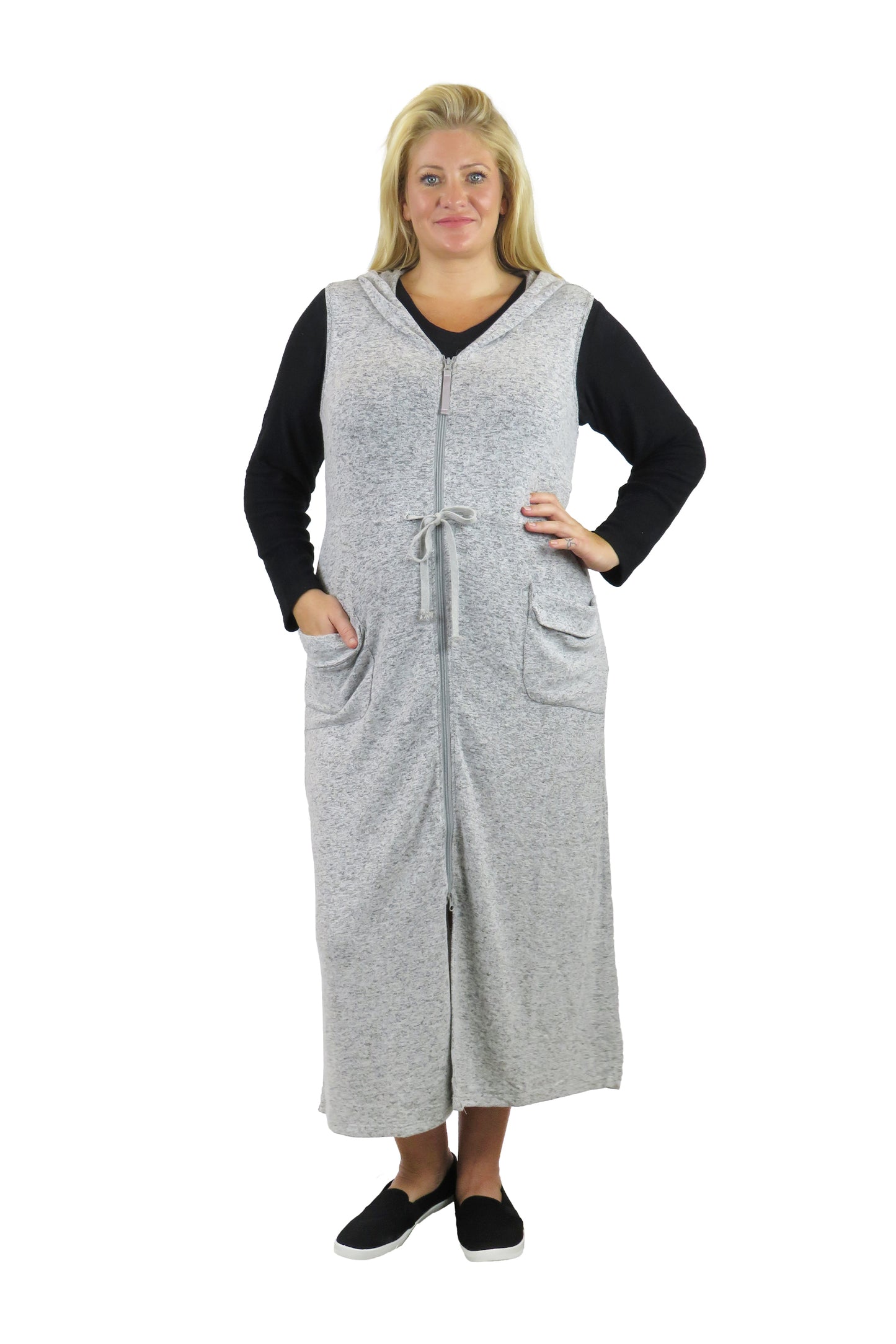 The Sleeveless Long Zip Hoodie - Plus Size