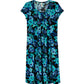 La Cera Tropical Blue Hibiscus Pleat Front Dress