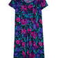 La Cera Impressionistic Floral Pleat Front Dress