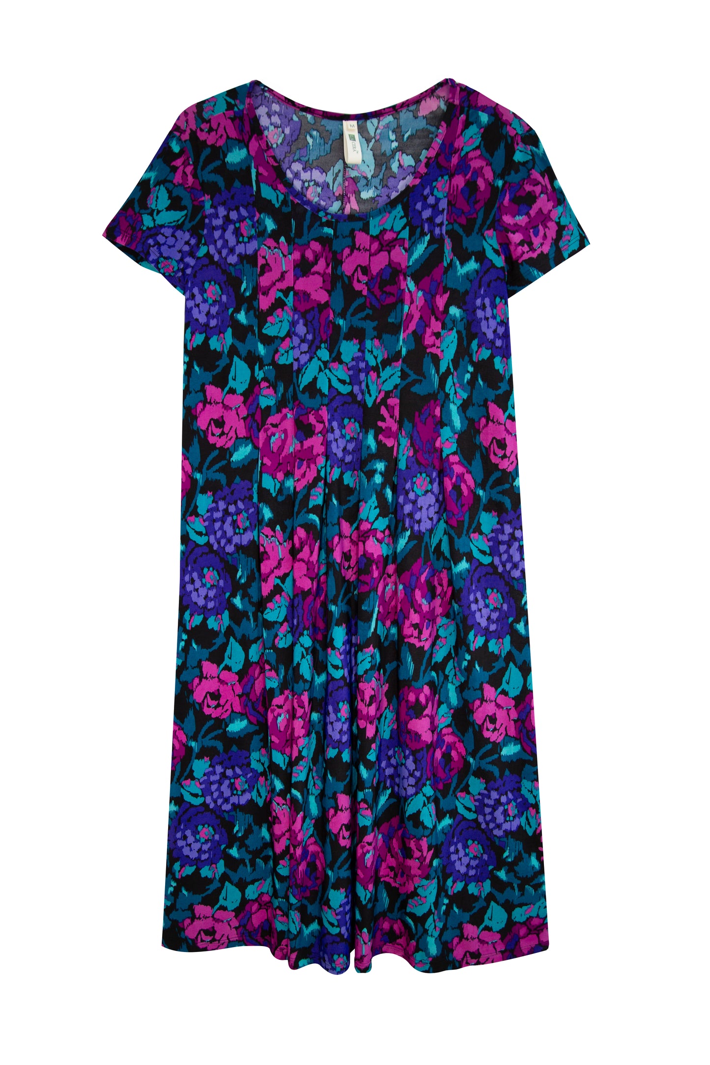 La Cera Impressionistic Floral Pleat Front Dress