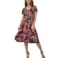 La Cera Mosaic Floral Print Pleat Front Dress - La Cera