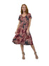 La Cera Mosaic Floral Print Pleat Front Dress - La Cera