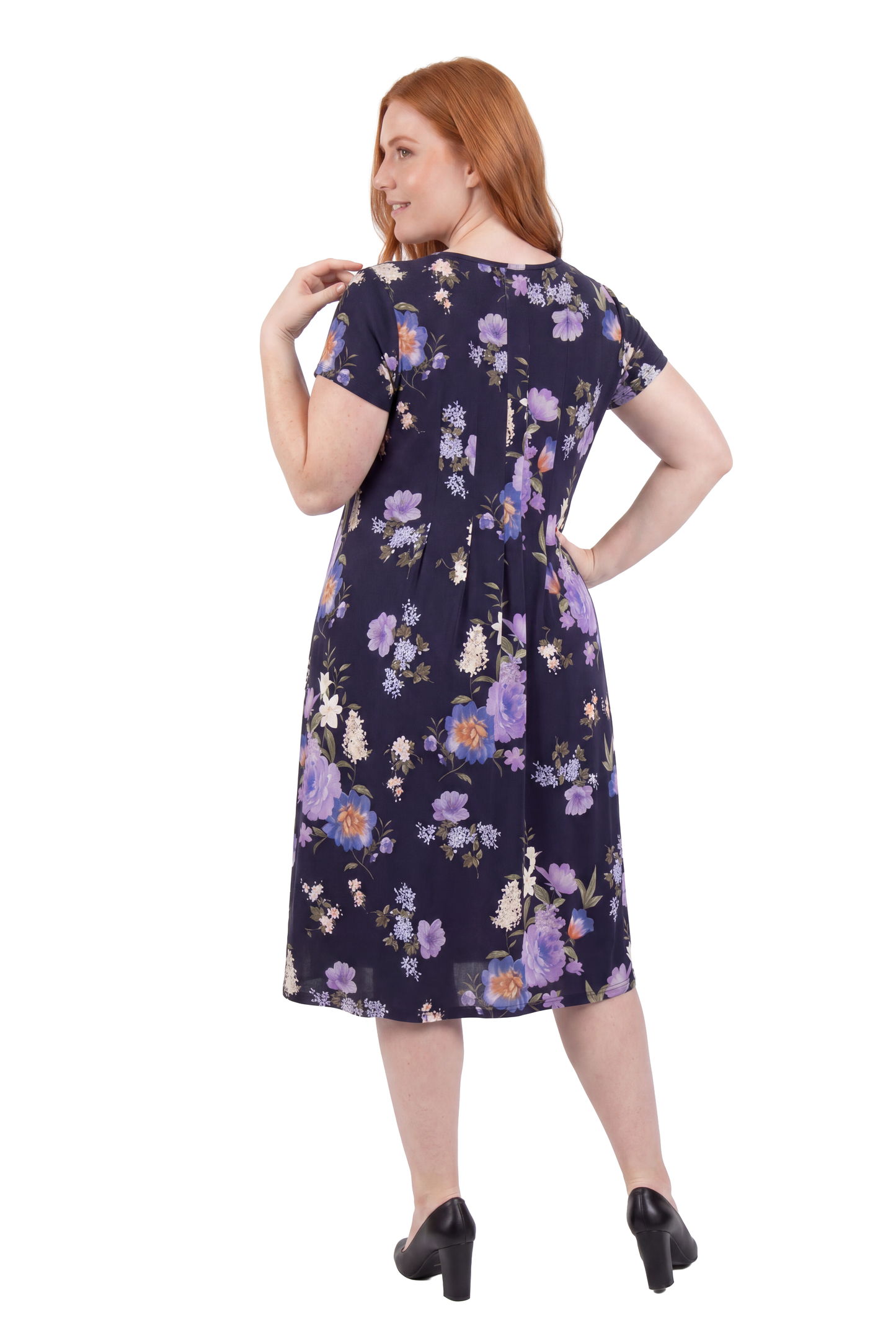La Cera Enchanting Floral Bouquet Pleat Front Dress