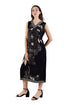 La Cera Sleeveless V-Neck Botanical Flower Dress - La Cera