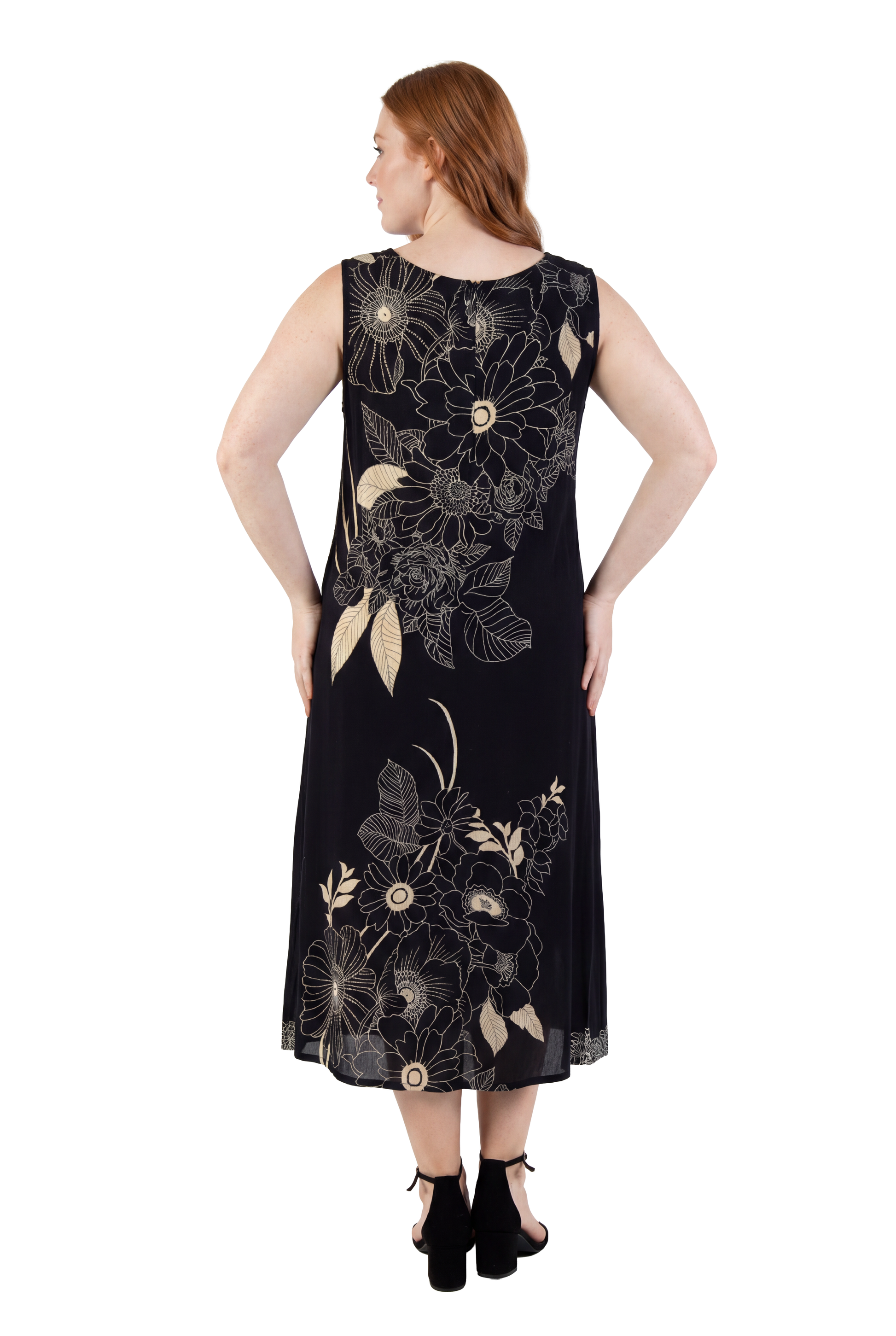 La Cera Sleeveless V-Neck Botanical Flower Dress - La Cera