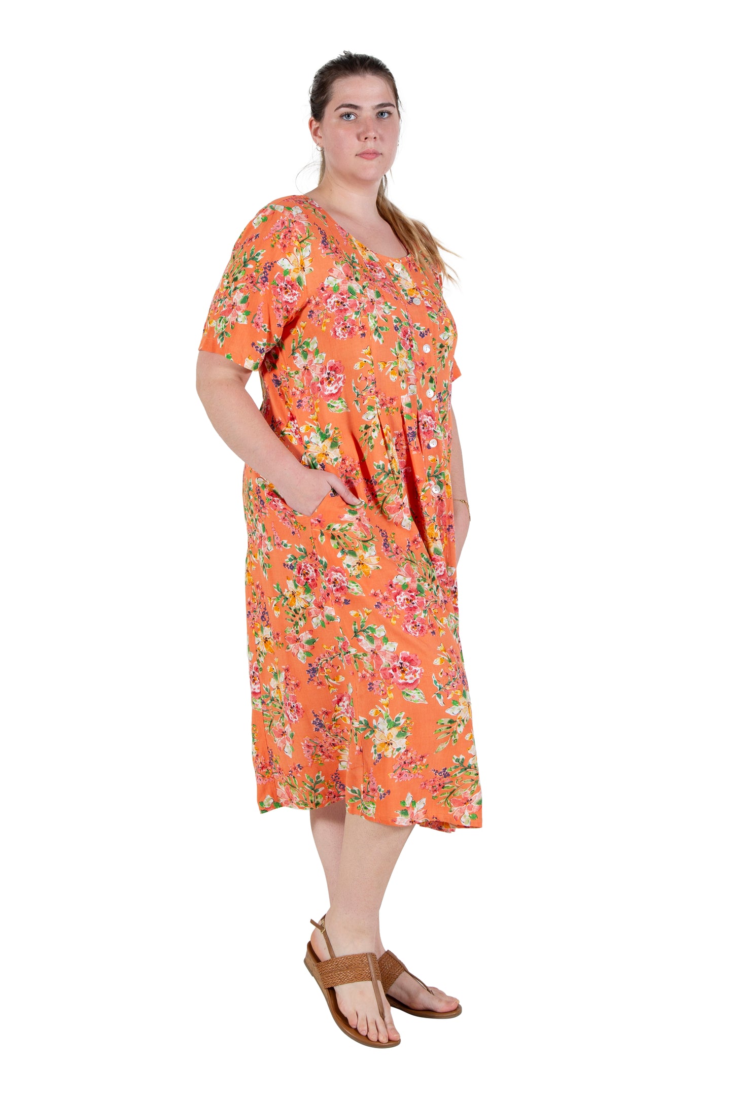 Plus Size La Cera Button Front Short Sleeve Dress