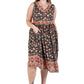 V-Neckline Empire Waist Border Print Dress - Plus Size