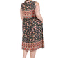 V-Neckline Empire Waist Border Print Dress - Plus Size