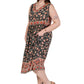 V-Neckline Empire Waist Border Print Dress - Plus Size