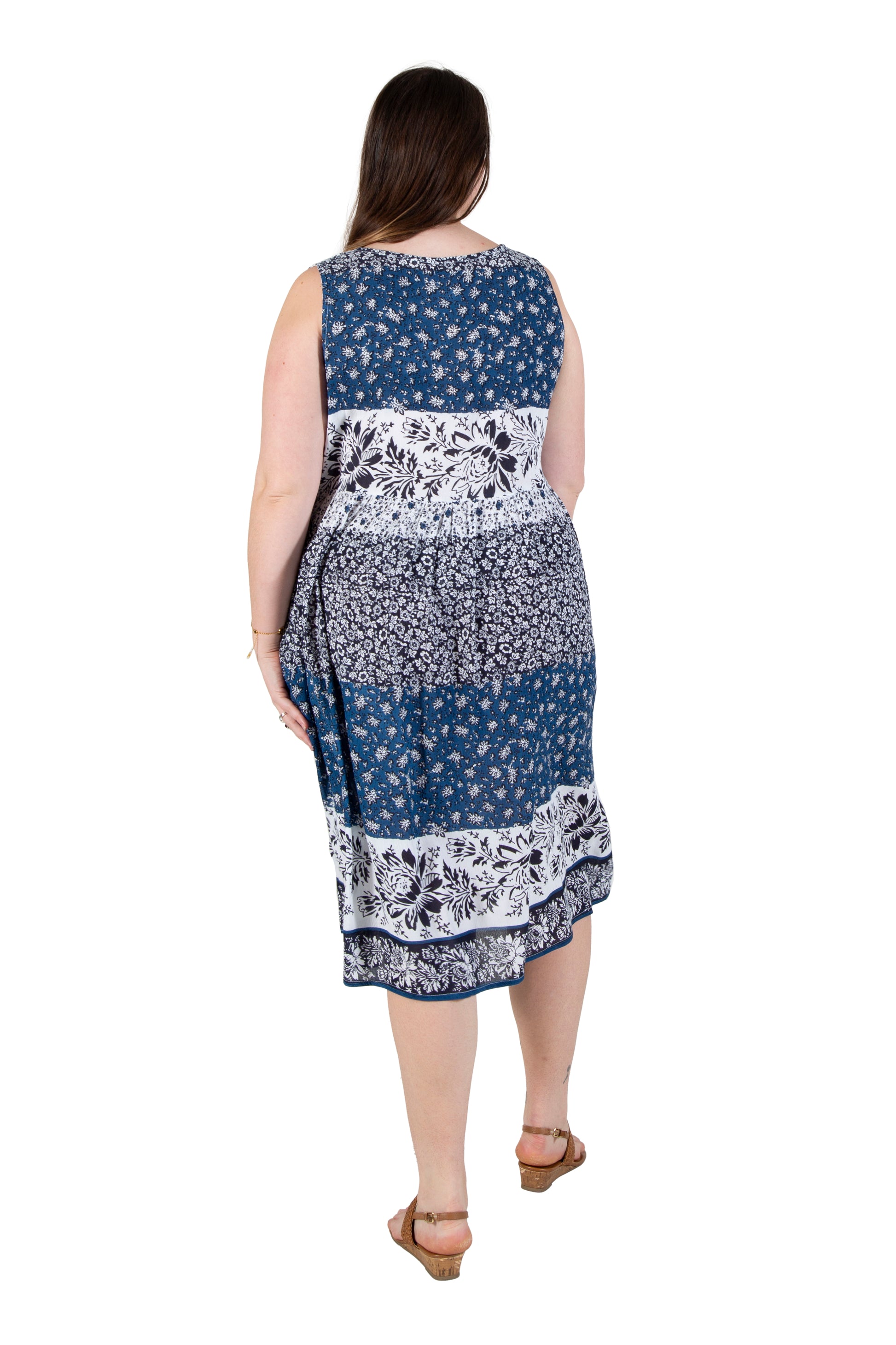 La Cera Plus Size Tiered Print Sundress - La Cera