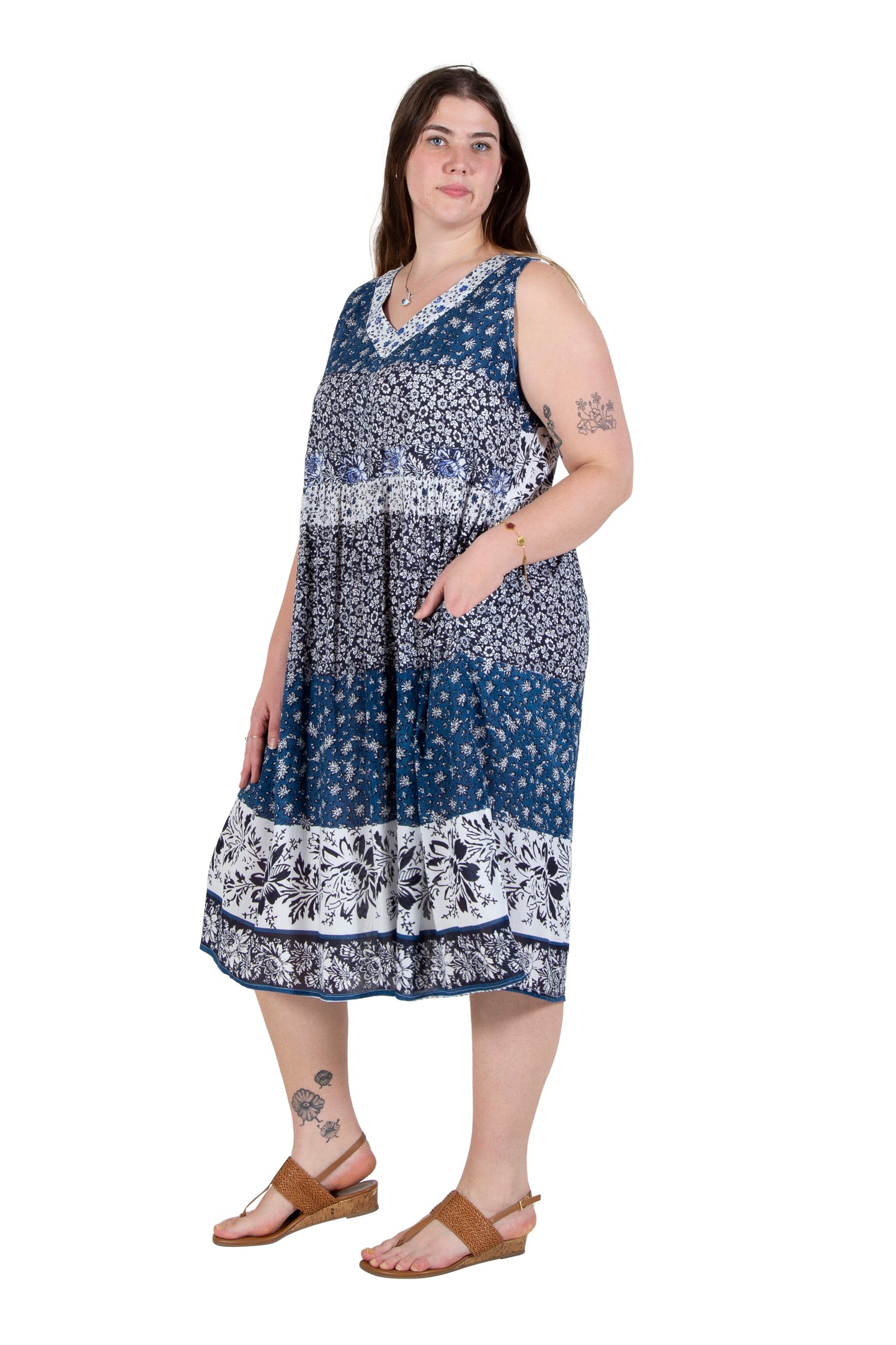 La Cera Plus Size Tiered Print Sundress - La Cera