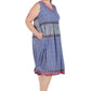 Plus Size V-Neckline Empire Waist Border Print Dress