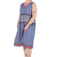 Plus Size V-Neckline Empire Waist Border Print Dress
