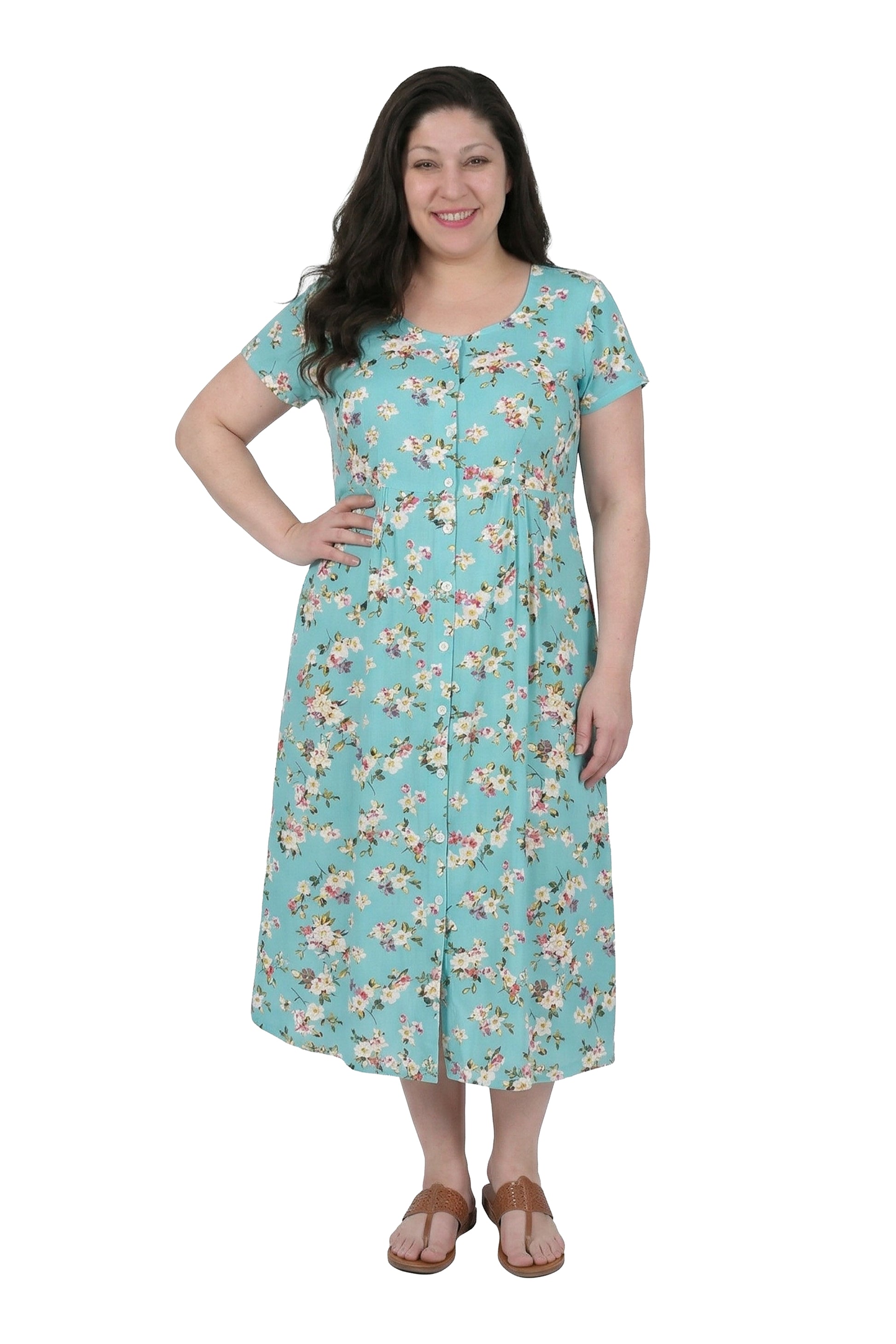 Plus Size La Cera Button Front Short Sleeve Dress - La Cera