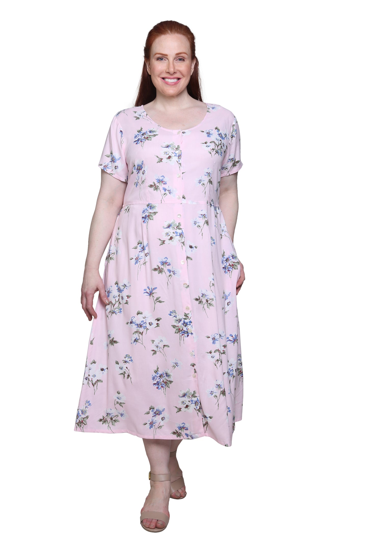Plus Size La Cera Button Front Short Sleeve Dress