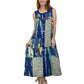 Sleeveless Print Dress with Novelty Buttons - La Cera