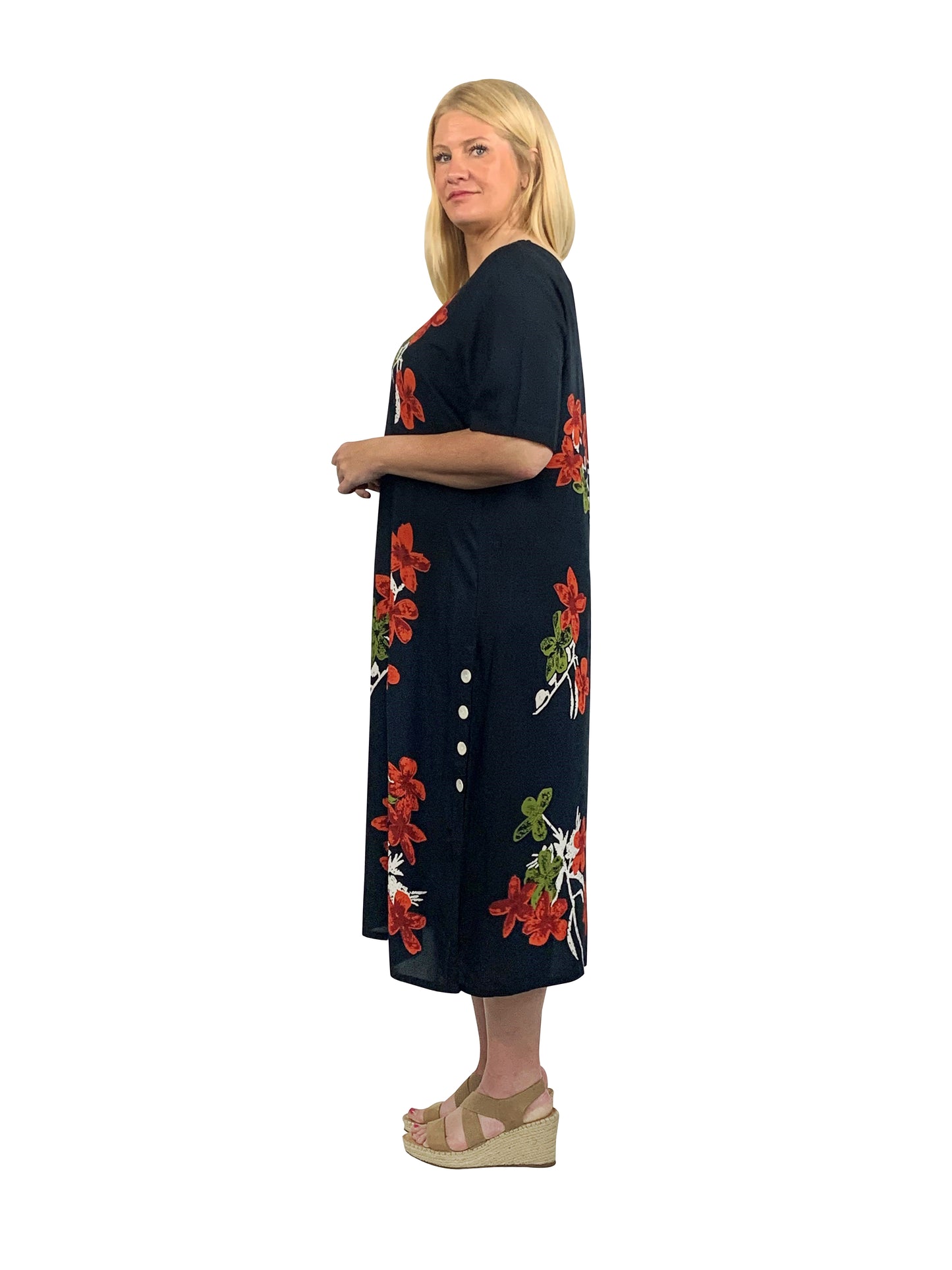 La Cera Short Sleeve A-Line Dress - La Cera