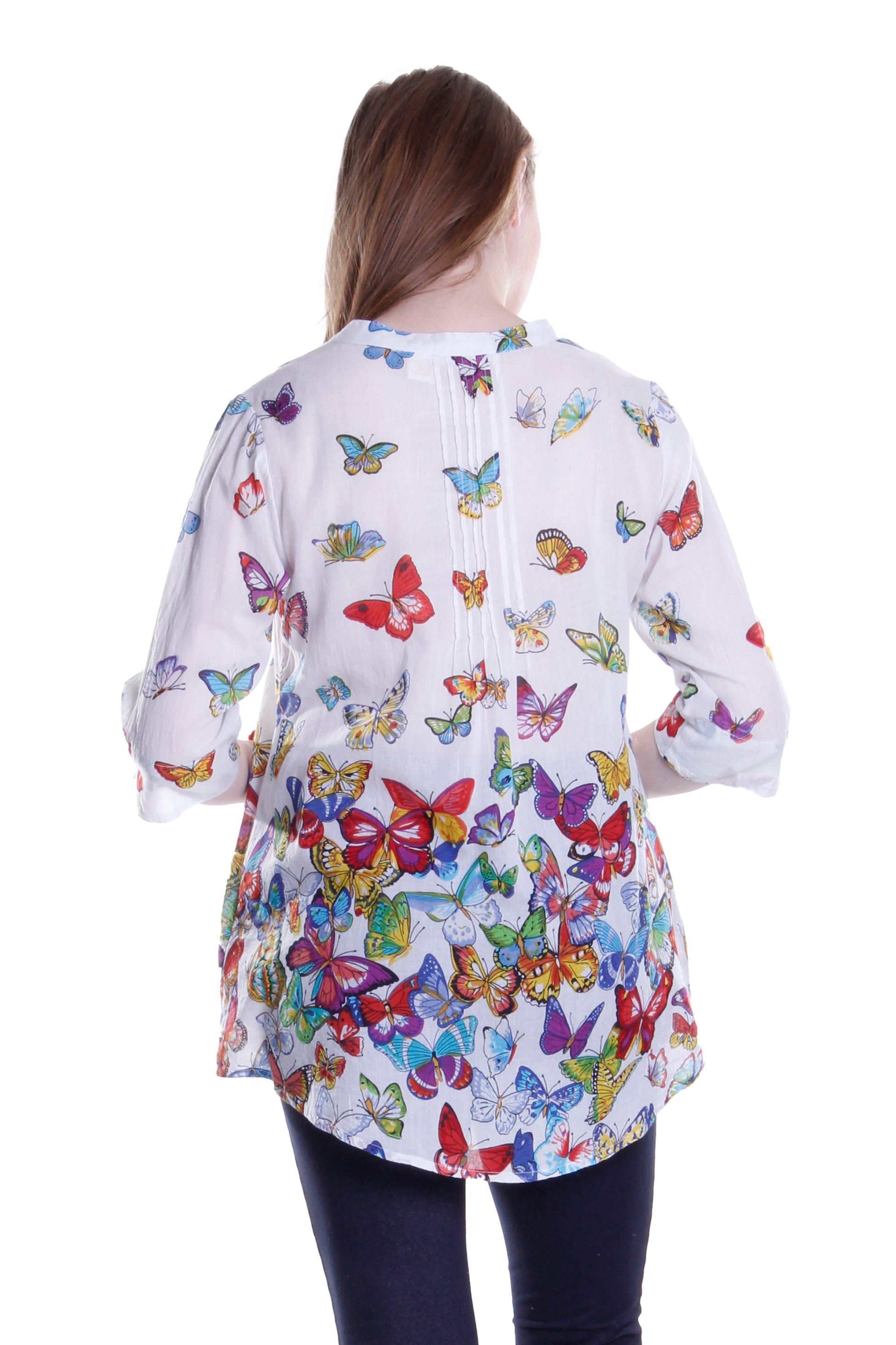La Cera Butterfly Garden Cotton Tunic - La Cera