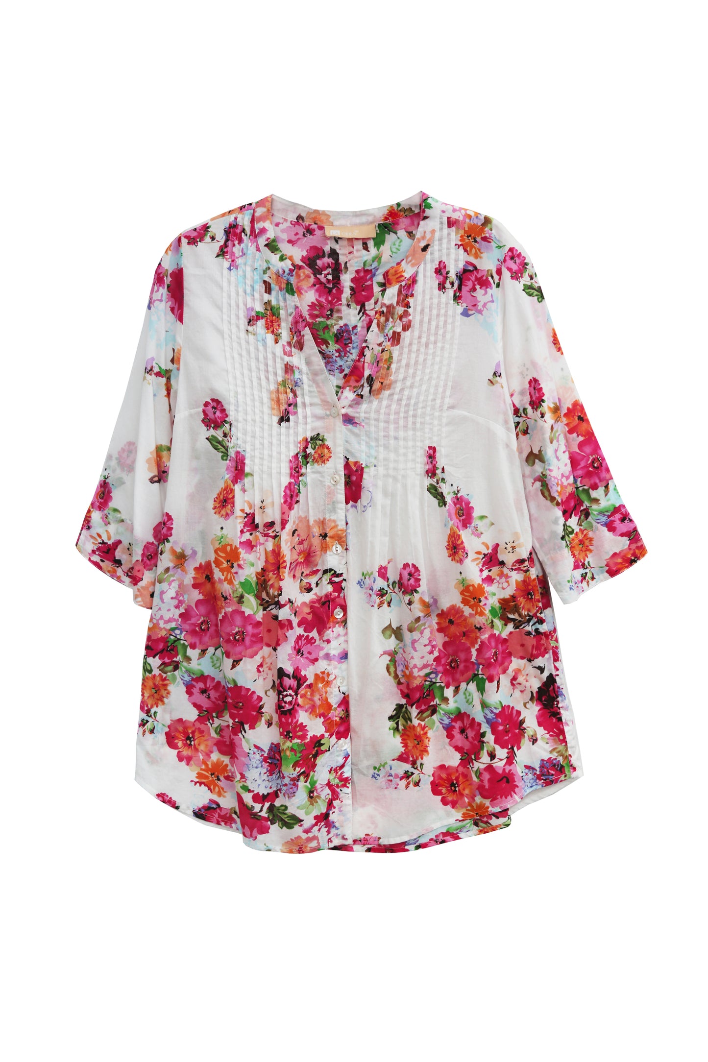 La Cera Plus Size Rose & Coral Blossom Tunic