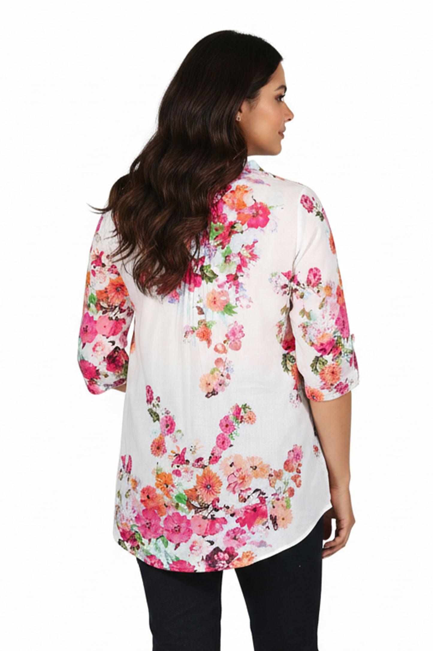 La Cera Plus Size Rose & Coral Blossom Tunic