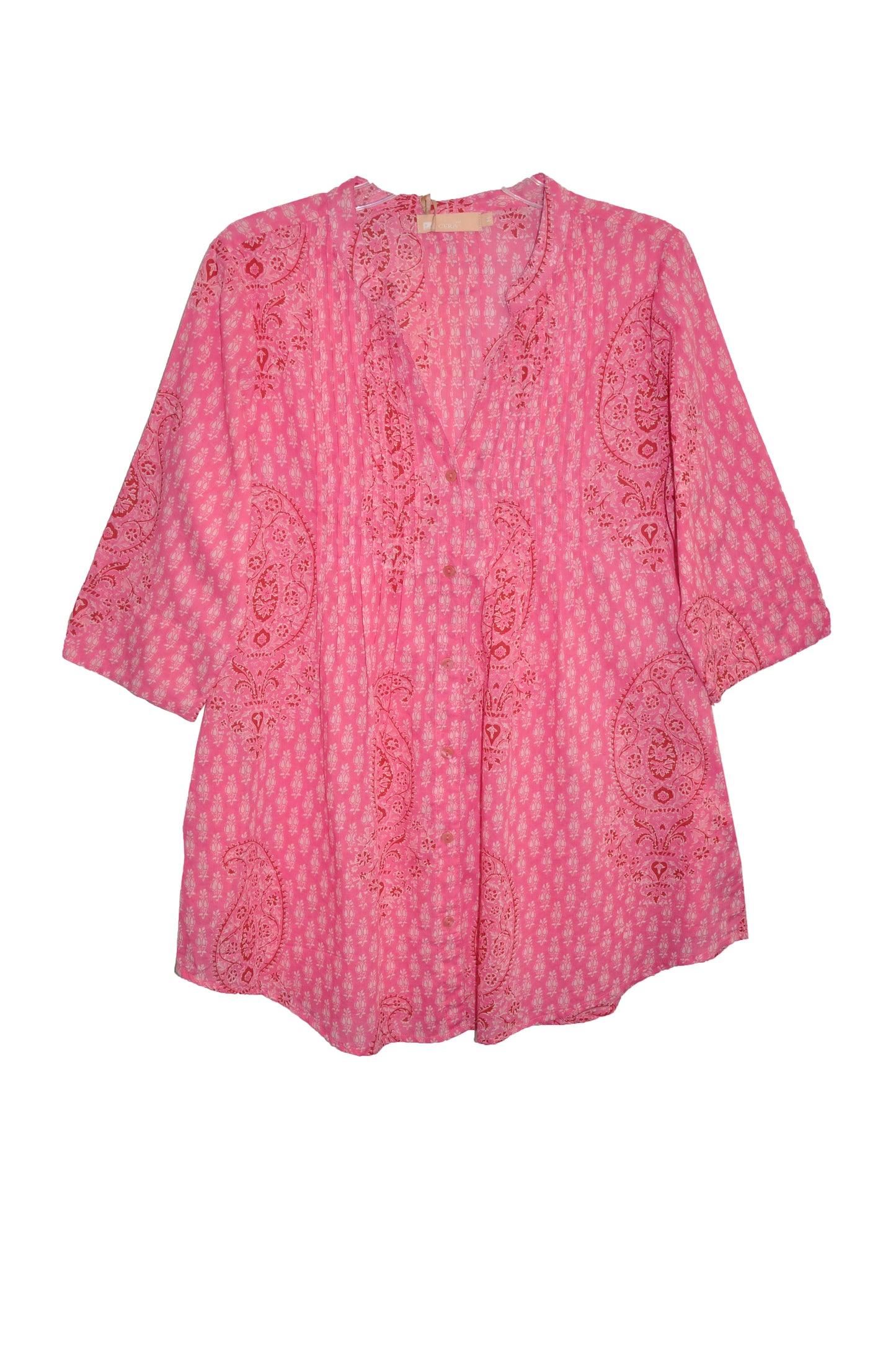 La Cera Pink Paisley Cotton Tunic - La Cera