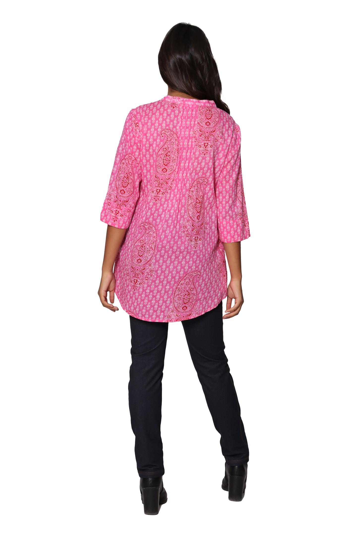 La Cera Pink Paisley Cotton Tunic - La Cera