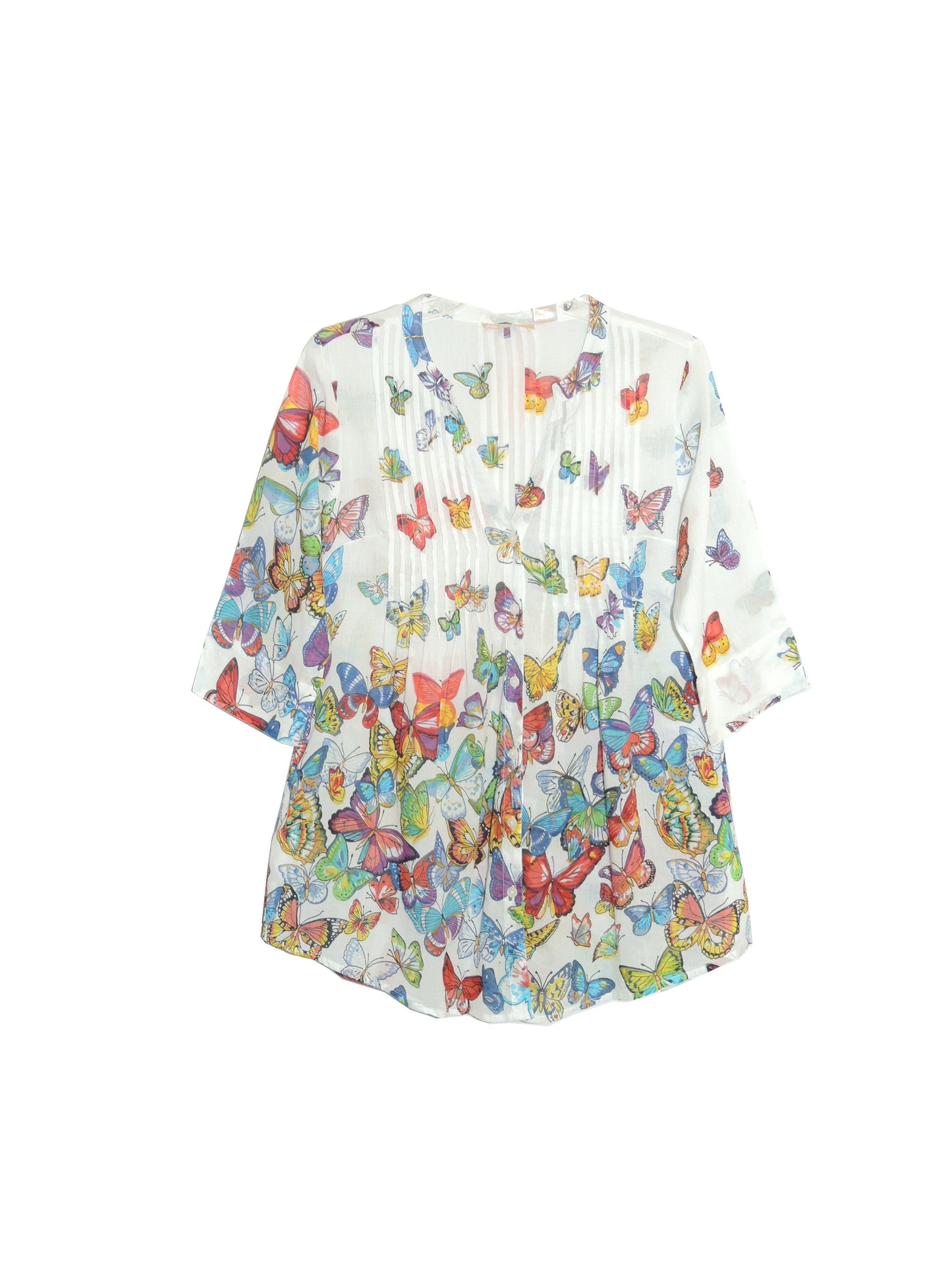 La Cera Butterfly Garden Cotton Tunic - La Cera