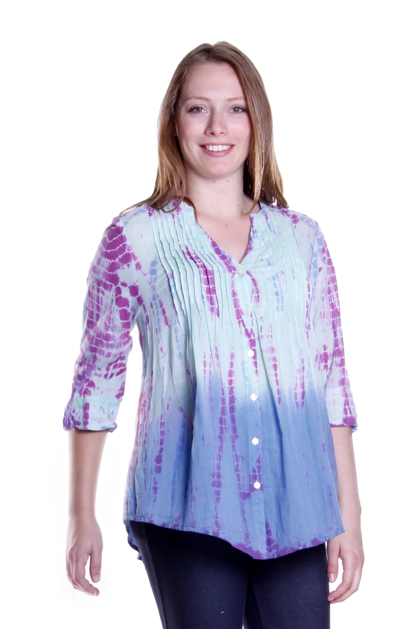 Túnica plisada con efecto tie-dye
