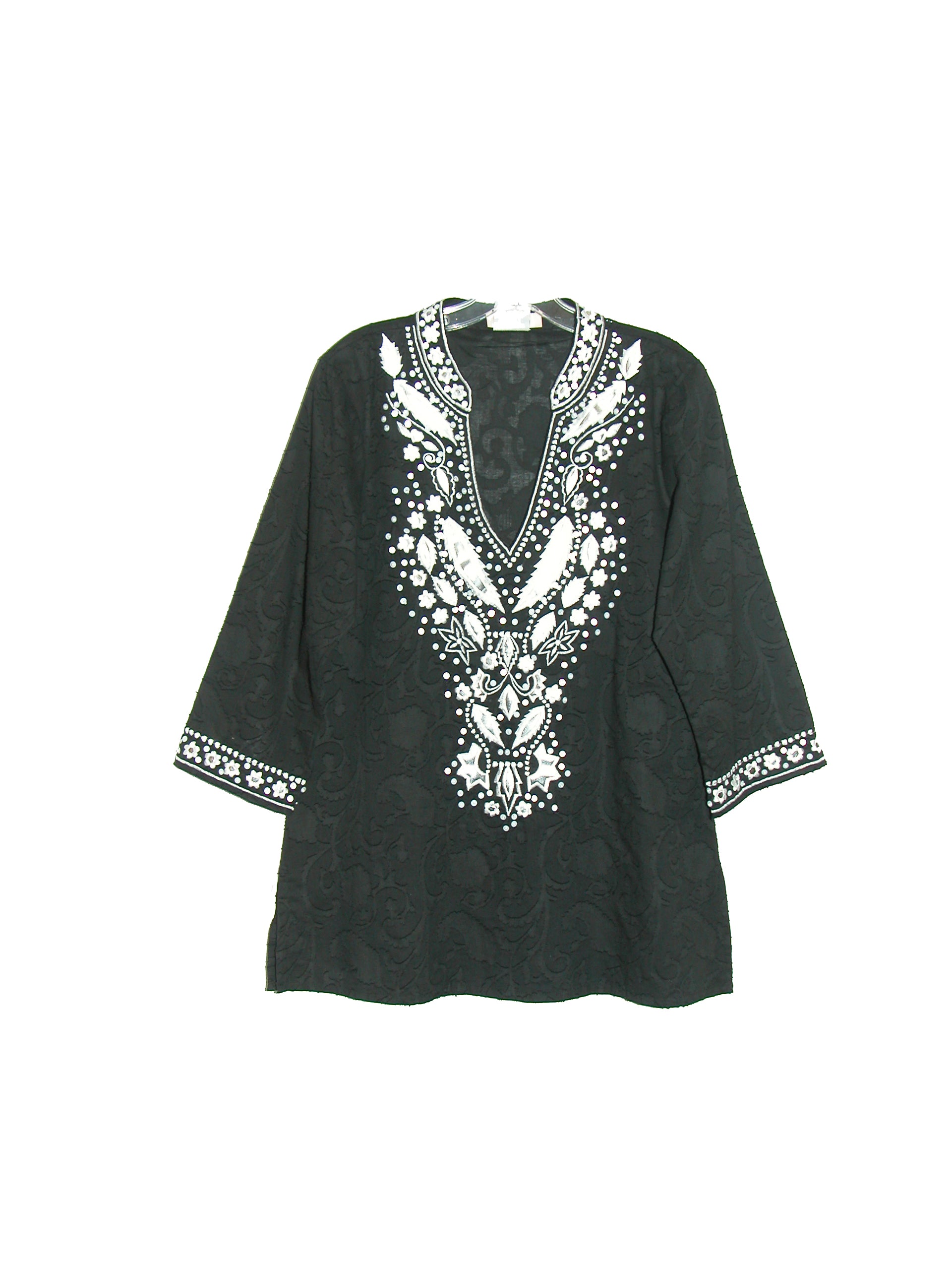 La Cera Embroidered and Beaded Jacquard Cotton Tunic - La Cera